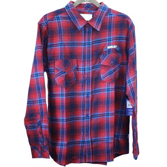 Hurley Oxford Flannel Shirt – Men’s Medium – Sundried Tomato / Blue – NWT - Picture 2 of 8